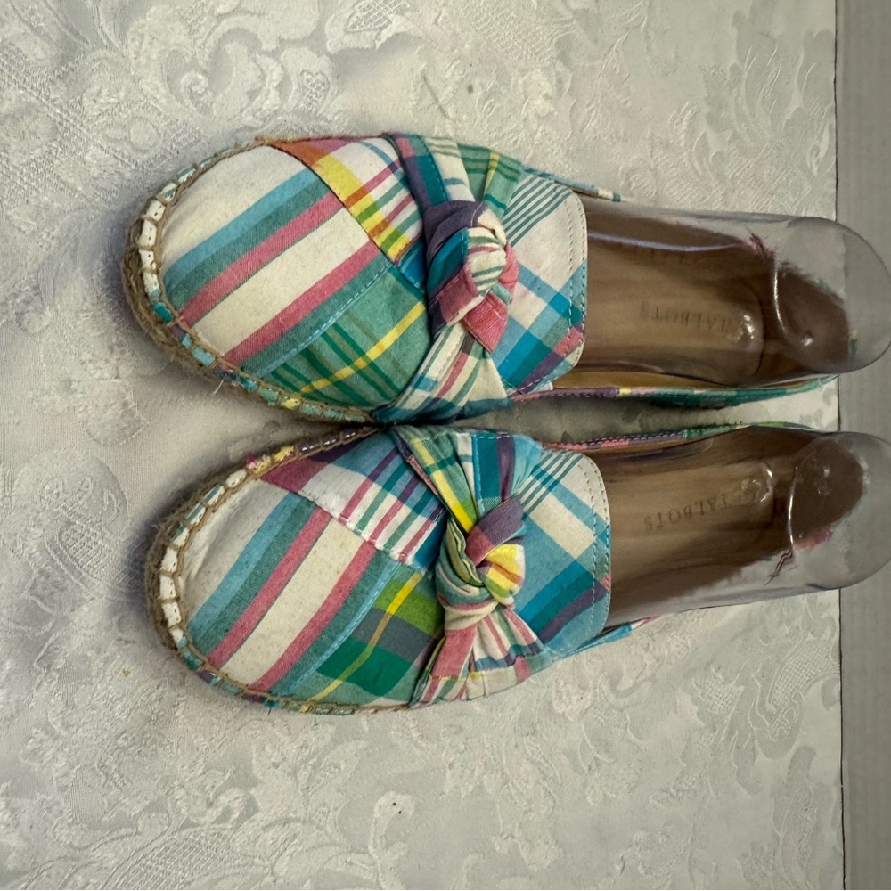 Talbots 8.5M Izzy Knot Detail Espadrilles Patchwork Comfort Chic Flats Preppy - Picture 2 of 12